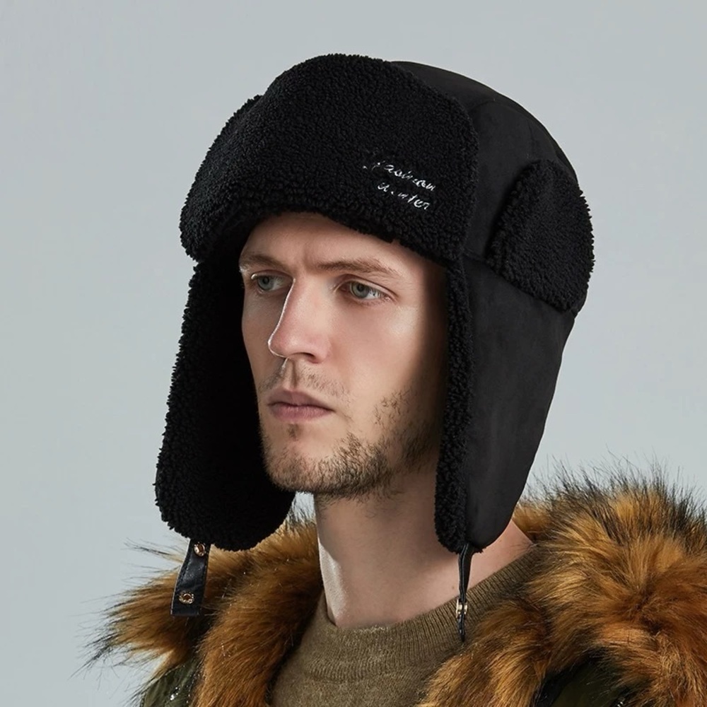 Black Winter Trapper Hat